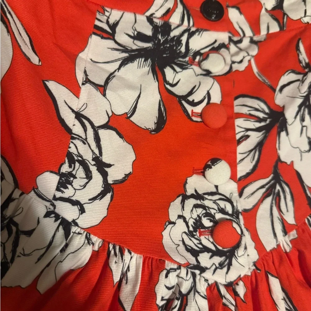 Marissa Webb Red and White Floral Peony Asymmetrical Skirt